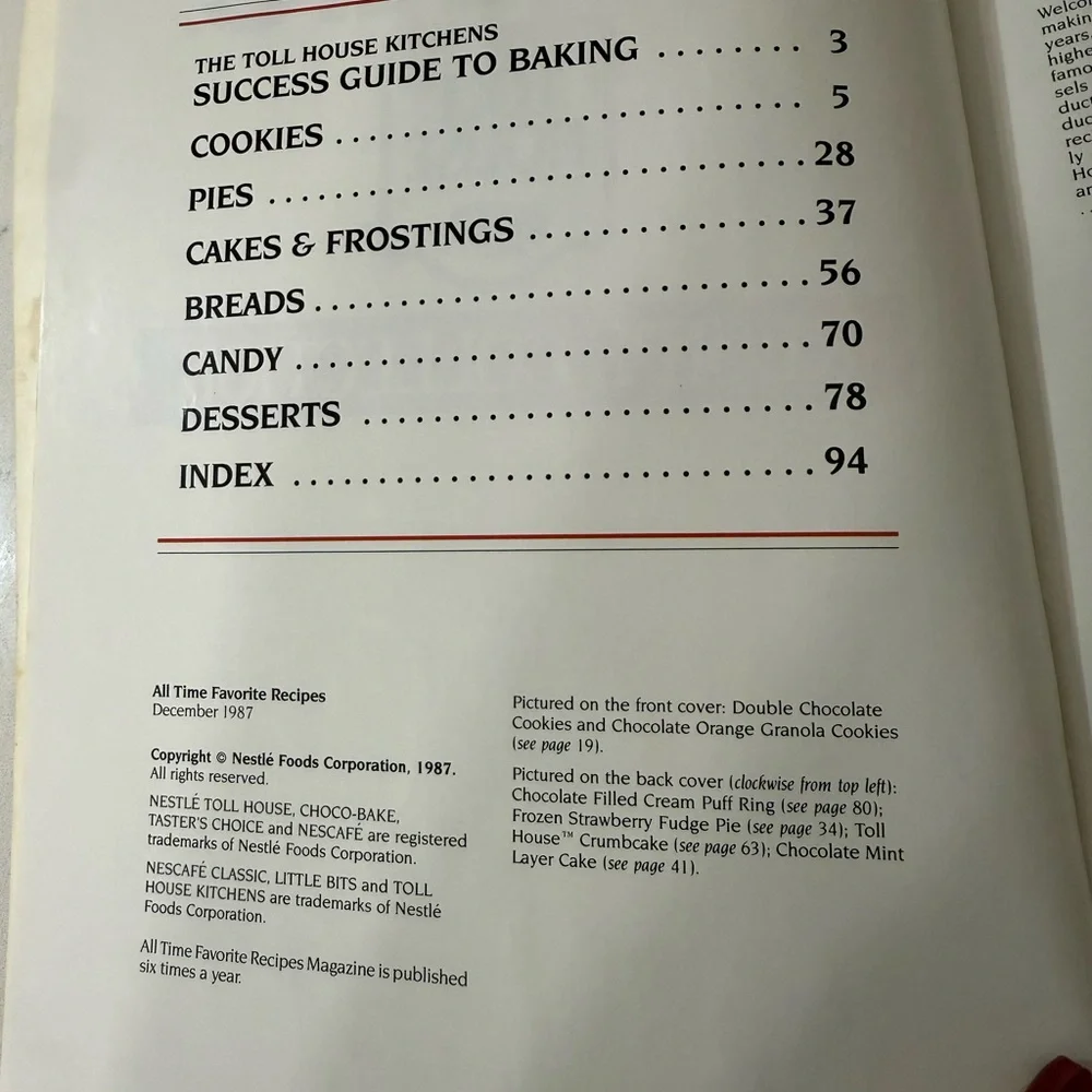 Vintage 1987 Nestle Toll House Recipe Collection Cookbook Recipes Cook Book